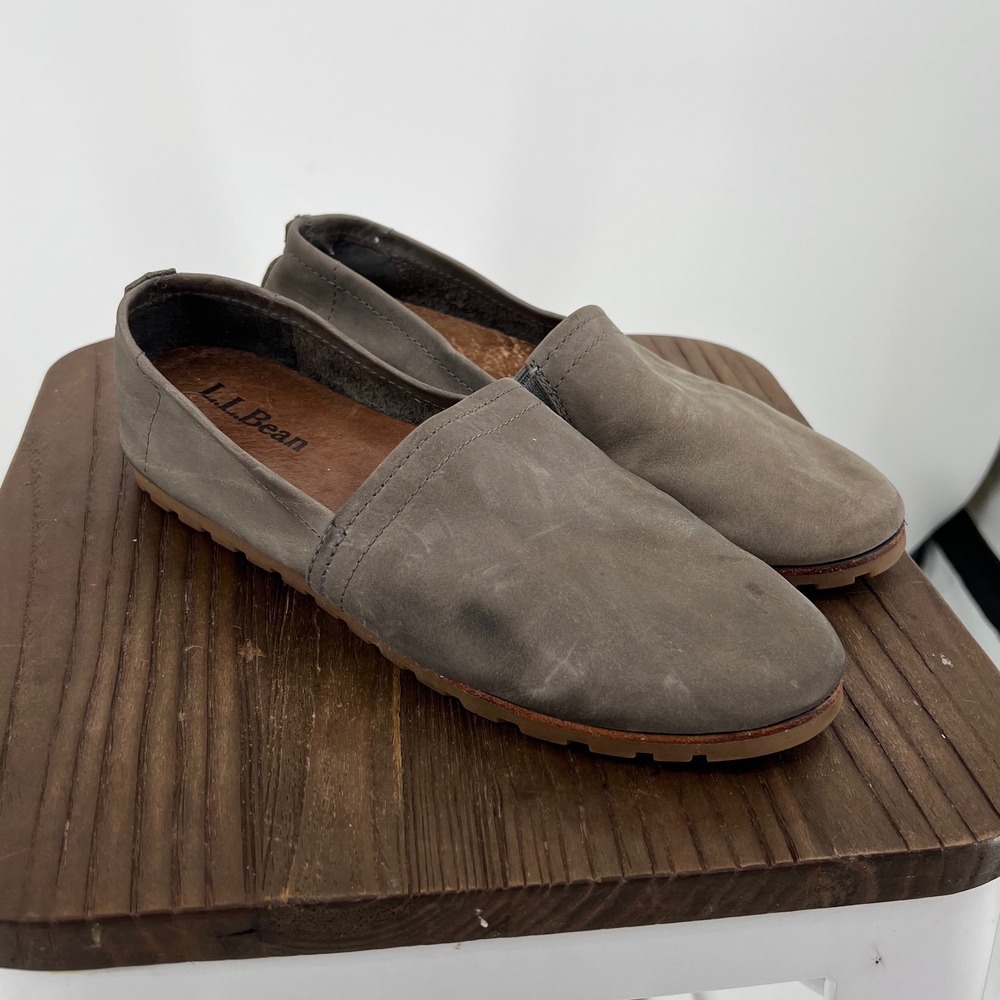 L.L.Bean Gray Nubuck Leather Slip-On Mocs - Women's 7.5